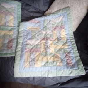 Patchwork Quilt Pillow Cases Set Vintage.